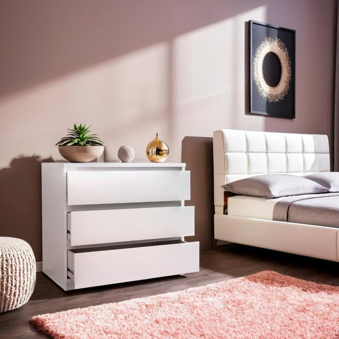 White 3 Drawer Dresser – Modern 3 Drawer Dresser for Bedroom, Closet, or Entryway – Sleek and Functional Three Drawer Unit for Compact Storage