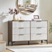 47" Wide Fluted 6 Drawer Dresser for Bedroom, Walnut/White