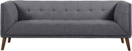 Dark Grey Linen Sofa: Walnut Wood Legs, Modern Style