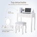Vanity Table Set with 4 Drawer,Makeup Dressing Table W/Cushioned Stool,Girls Women Bedroom Furniture Set Oval Mirror White