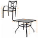 5-Piece Outdoor Dining Set with Umbrella Hole Patio Furniture Set with Stackable Armchairs and Square Table in Black