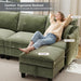Green 112Inches Sectional Sofa With Storage Ottomans