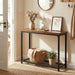 32" Small Console Table with 2-Tier Storage, Industrial Narrow Entryway Table, Sofa Table behind Couch for Hallway, Foyer & Living Room, Sturdy Metal Frame, Rustic Brown