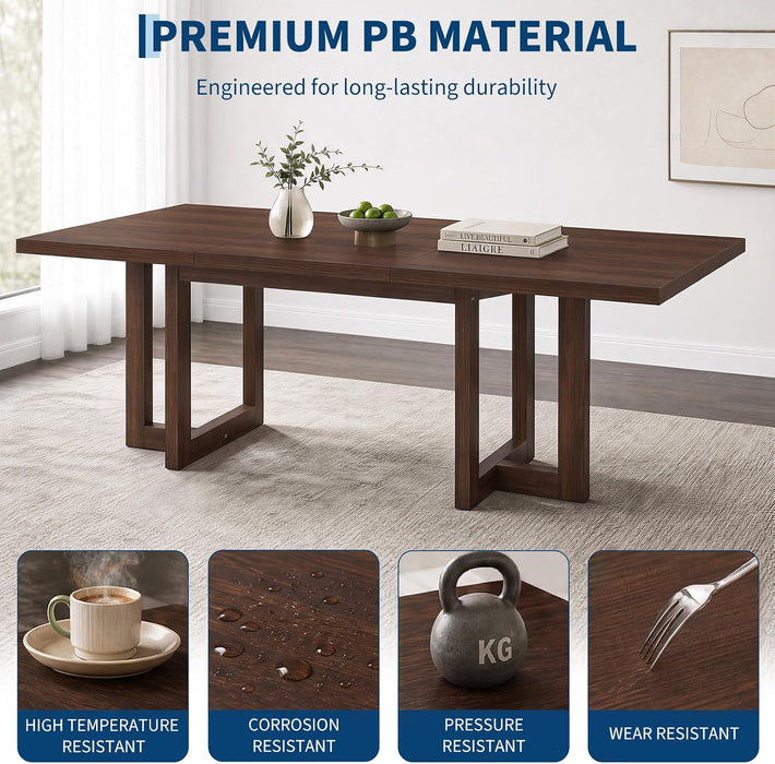 71" Dining Table for 6-8 People, Rectangular Table, Brown
