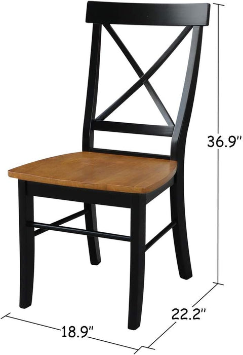 International Concepts X- Back Chair with Solid Wood Seat, Black/Cherry