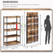 Extra Wdie No Assembly Folding Bookshelf, 64.3" H X 30.9" W, 5 Tier Collapsible Book Shelf Bookcase Foldable Shelves for Bedroom Living Room Home Office - Rustic Brown & Black