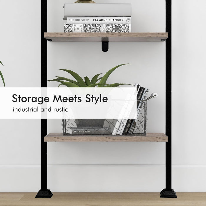 Tall Narrow Ladder Shelf Black Powdercoated Framework
