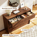 6 Drawer Walnut Dresser for Bedroom, 47.2" Wide Modern Chest of Drawers with 6 Large Storage Space with Curved Edge Design, Large Dresser for Bedroom,Walnut