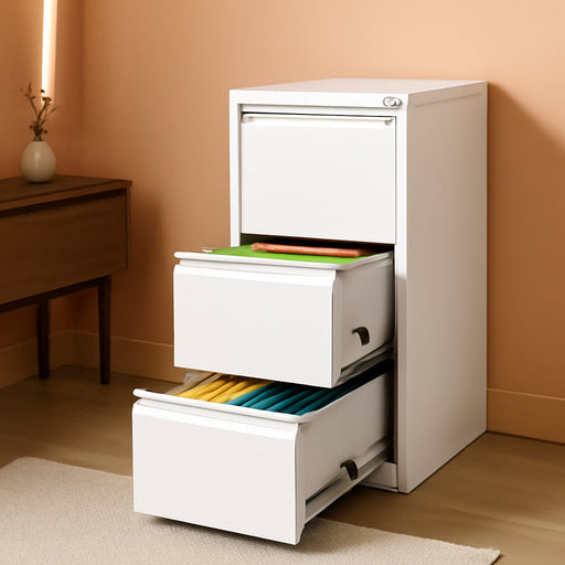 3 Drawer File Cabinet with Lock, Vertical Lockable Filing Cabinet