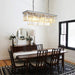 Chrome Rectangle Crystal Pendant Light 39.4Inch Chandelier