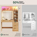Oak Luxurious Vanity Desk With Mirror Illumination