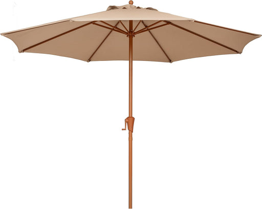 9FT Outdoor Patio Umbrella, Market Table Umbrella with 8 Sturdy Ribs and Crank System, Fade-Resistant & Waterproof for Garden Backyard Poolside Deck