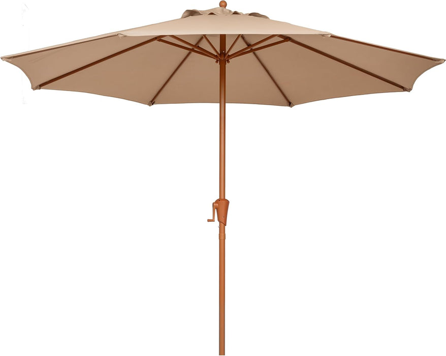 9FT Outdoor Patio Umbrella, Market Table Umbrella with 8 Sturdy Ribs and Crank System, Fade-Resistant & Waterproof for Garden Backyard Poolside Deck