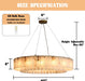 Round Alabaster Chandelier 40 Inch 16-Lights, Modern Gold Finish 2-Tier Spanish Natural Marble Pendant Lighting Fixtures, for Dining Room, Living Room, Bedroom, Foyer, Entryway