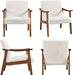 Fabric Accent Chair, Mid-Century Modern Armchair with Solid Wood Legs, Reading Leisure Chair with High Back for Living Room Bedroom Waiting Room, Set of 2, Ivory