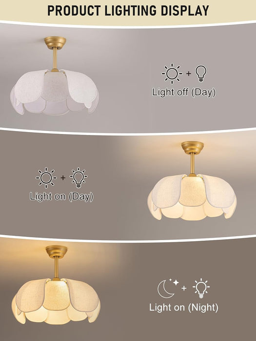 26" Boho Rattan Gold Fandelier Ceiling Fans with Lights and Remote Control
