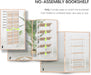 No Assembly 5 Tiers Folding Bookshelf Storage Shelves Vintage Bookcase Standing Racks Study Organizer Home Office (Natural White)