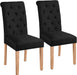 Tufted Dining Chairs Set of 2 Parsons Kitchen Chairs Stylish Dining Room Chair Upholstered Fabric Chairs with Solid Wood Legs and Padded Seat for Home, 1 Package, Black