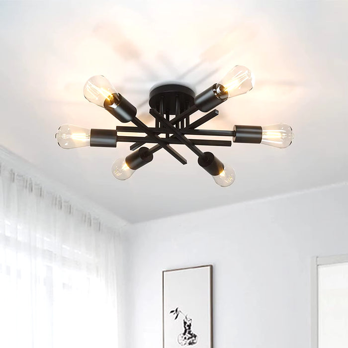 Semi Flush Mount Modern Chandelier Mid Century Modern Chandelier Close to Ceiling Lighting Black Ceiling Light Fixture Sputnik C