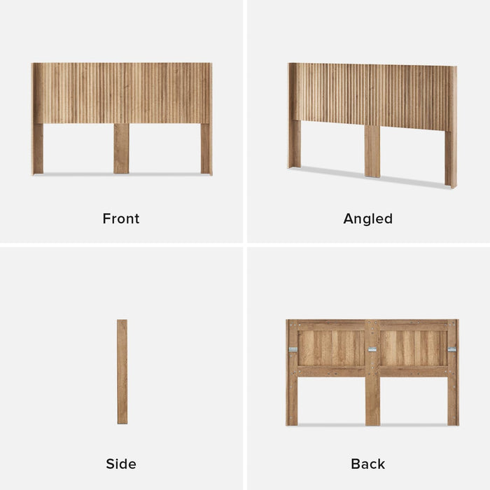 Brooklyn 80.8" Headboard Only, Wood Headboard, Modern Farmhouse, Boho, Wall Mount, Fluted Panel, Wingback Design (Golden Oak, King)