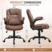 Home Office Chair with Lumbar Support, 5" Thickened Seat, Small PU Leather Rocking Desk Chair, Comfy Computer Chairs with Rolling Wheels & Adjustable Armrests for Adults, Brown