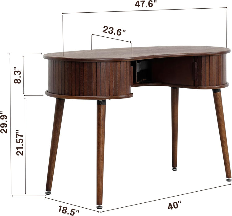 Ripple Desk Dark Walnut VerticalGroove Concealed Drawers