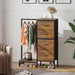 Tall Dresser 44''H with Hanging Rack, 4 Drawers Small Closet Dresser for Bedroom, Reversible Fabric Chest of Drawers with Clothes Rack, Tall Storage Tower, Sturdy Frame, Rustic Brown