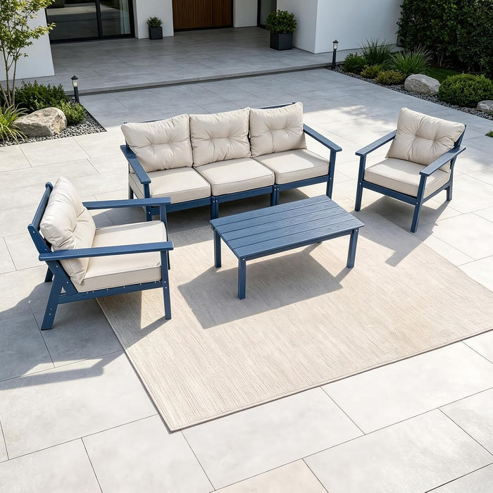 5 Seats HDPE Patio Conversation Sets, Outdoor Patio Furniture Set