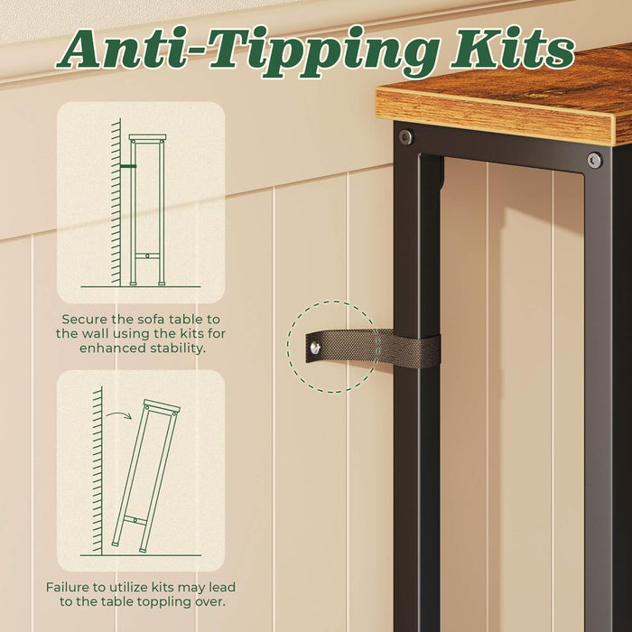 78.8 Inch Narrow Console Table with Outlet, Sofa Tables, behind Couch Table, Long Entryway Tables with Charging Station, for Living Room, Rustic Brown