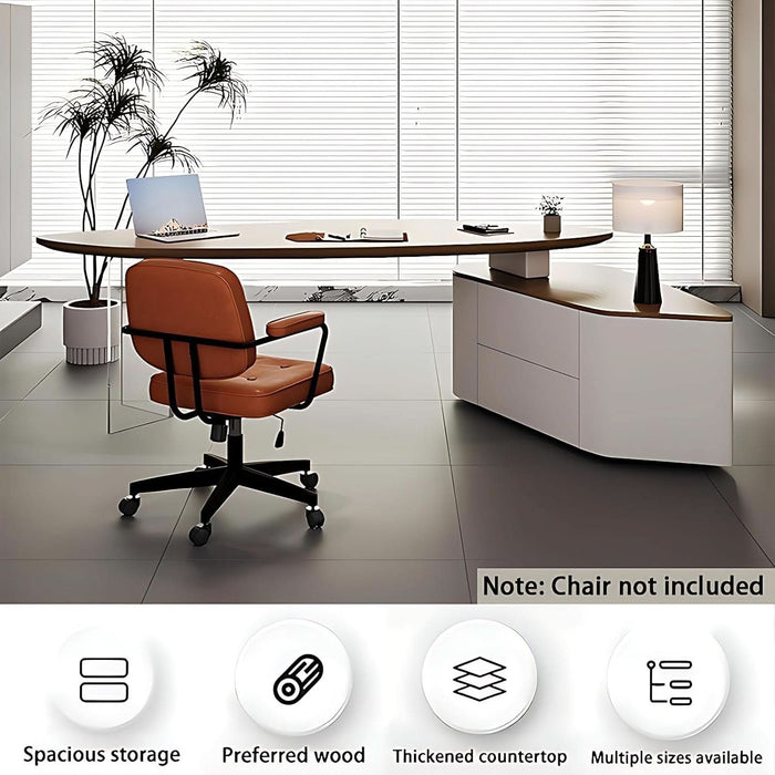 Solid Wood LShape Desk With IntegratedSideCabinet 56In