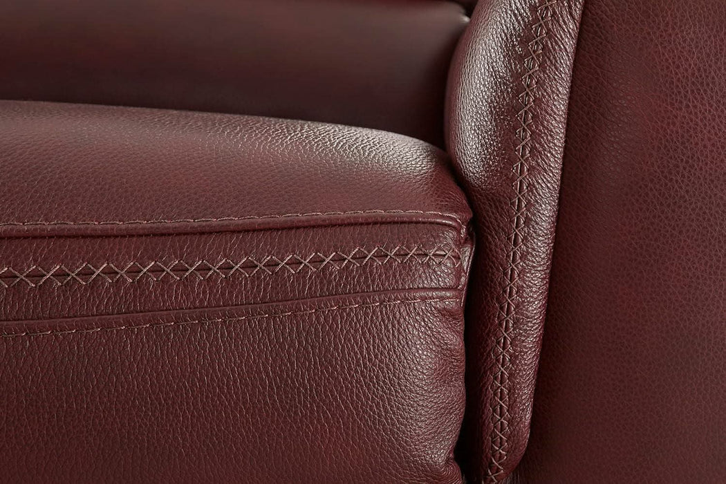 Alessandro Contemporary Leather Power Reclining Sofa with Adjustable Headrest, Red