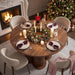 Fluted round Dining Table for 4-6, 47'' Wood Kitchen Tables for Dining Room