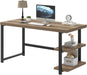 Computer Desk, Wood and Metal Home Office Desk with Storage Shelves, Small Study Writing Table Workstation for Bedroom Living Room, Rustic Oak, 47 Inch