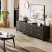 Wood 6 Drawers Dresser, 53.2" W Fluted Modern Dressers for Bedroom