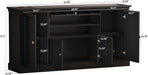 63" Large Buffet Cabinet with Storage, Farmhouse Sideboard Cabinet with Grooved Barn Doors, Wood Rustic Kitchen Buffet Table Coffee Bar Storage Cabinet for Kitchen, Living Room (Black)