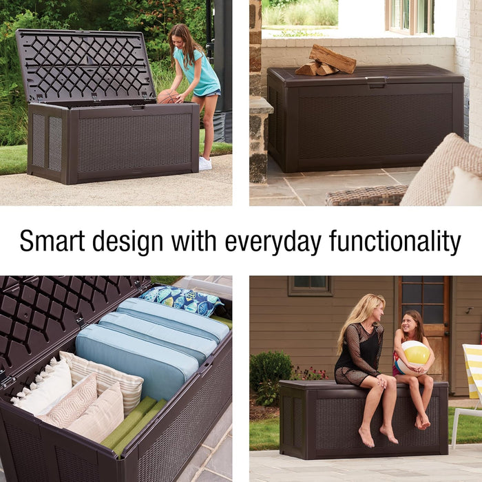 Extra Large Resin Outdoor Storage Deck Box (134 Gal), Weather Resistant, Brown, Deck Organization for Home/Backyard/Pool Chemicals/Toys/Garden Tools/Porch/Patio Cushions