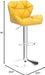 Breni Velvet Diamond Tufted Swivel Adjustable Height Barstools, Set of 2, Yellow