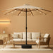 15Ft Large Double Sided Patio Umbrella with 48 Solar LED Lights & Base Included, Heavy Duty Market Table Umbrella with 220Gsm Fade-Resistant Canopy for Commercial & Residential, Deck, Pool, Backyard (Beige)