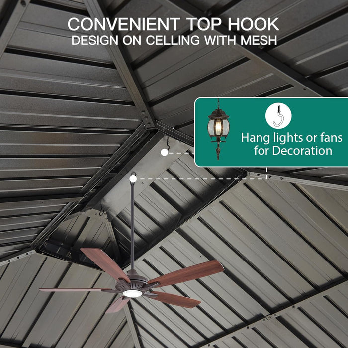 10x10 Durable Aluminum Hardtop Gazebo Permanent Pavilion