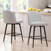 Counter Height Bar Stools Set of 3, 26 Inch Upholstered 360°Swivel Barstools with Back and Metal Legs, Linen Fabric Counter Stools for Kitchen Island, Dining Room, Pub, Light Grey