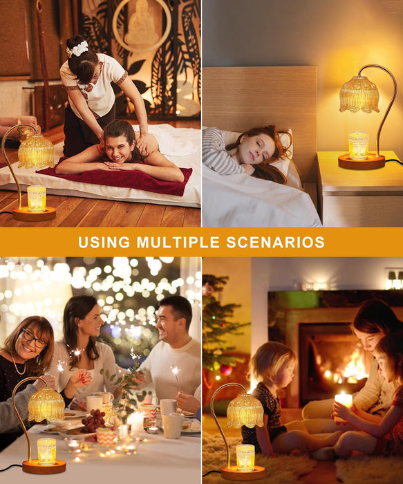 Candle Warmer Lamp Dimmable with Timer- Mothers'S Day Gifts for Mom, Fragrance Flower Candle Lamp with 2 *50W Bulbs, Wax Melter Warmer Lamps for Jar Candle, Christmas Halloween House Warming Gifts