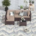5 Pieces Patio Furniture Set Wicker Patio Conversation Set, Outdoor Sectional Furniture W/Coffee Table & Washable Seat Cushions-Sand