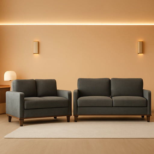 Miles 2 Piece Couch and Loveseat Sets with Reversible Back Pillows, Mid Century Modern Sofa for Small Spaces, Living Rooms, And, Apartments, Grey