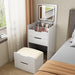 3 in 1 Vanity Desk with Plip Top Mirror and Lights, 18.9" Small Make up Vanity Set with Visible Glass Desktop,Compact Makeup Vanity with 3 Drawers,Dressing Table for Bedroom,White