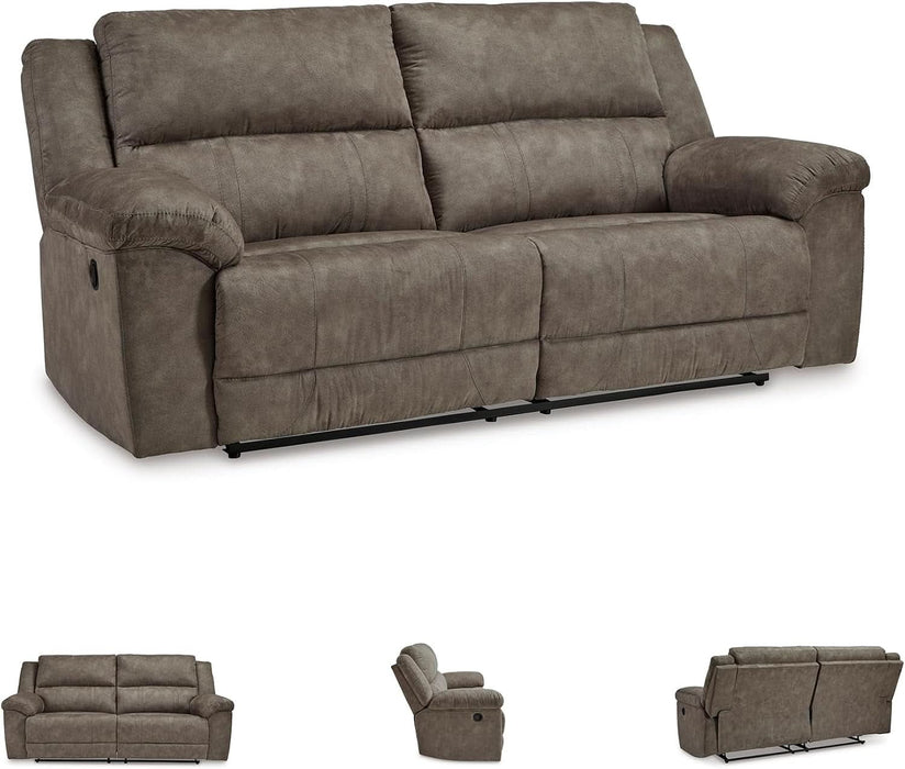 Laresview Contemporary Faux Leather Manual 2 Seat Reclining Sofa, Gray
