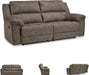 Laresview Contemporary Faux Leather Manual 2 Seat Reclining Sofa, Gray