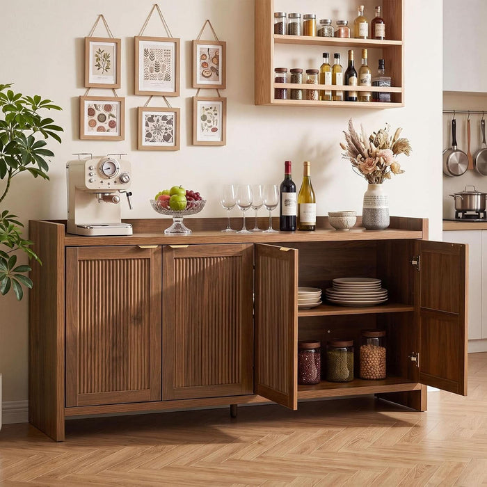 63" Fluted Sideboard Buffet Cabinet with Storage and 4 Doors