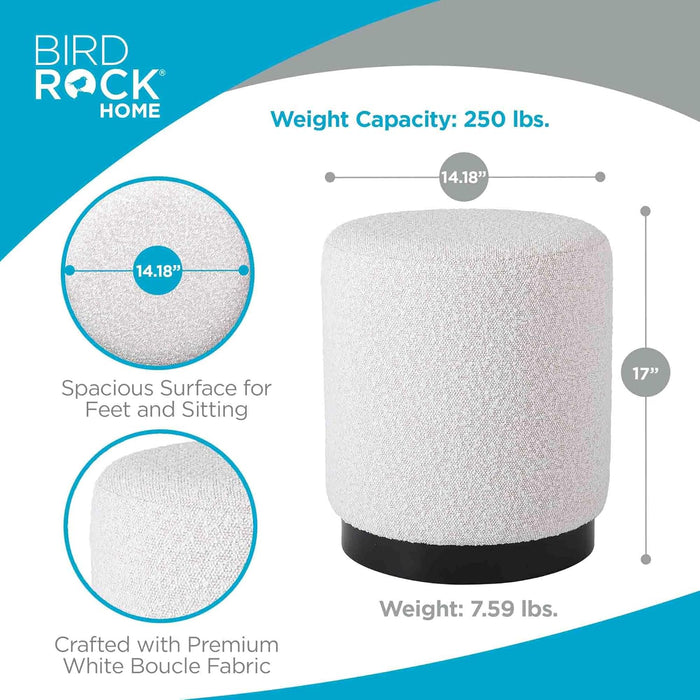 round Boucle Ottoman Foot Stool | Soft Compact Padded Vanity Stool | Great for the Living Room, Bedroom and Kids Room | Small Furniture