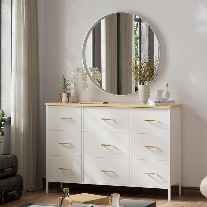 Wide TV Stand Modern TV Console, 9 Drawers Dresser for Bedroom