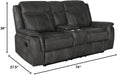 Charcoal Faux Leather Reclining Loveseat